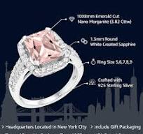 Gem Stone King 3.82 Cttw Peach Nano Morganite Engagement Ring For Women |  925 Sterling Silver | Emerald Cut 10X8MM | Wedding Engagement Anniversary  ...