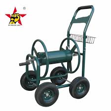 China Four Wheel 4 Wheels Metal High Duty Hose Reel Cart Steel Hose Cart For Garden Heavy Duty Garden Hose Reel Cart With Wheels 300ft Water Hose Holder Storage Bas China