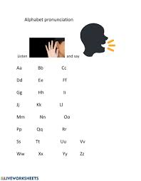 A powerpoint to introduce the french alphabet and the sounds each letter makes, followed by some spelling and conversational exercises. Alphabet Pronunciation Interactive Worksheet