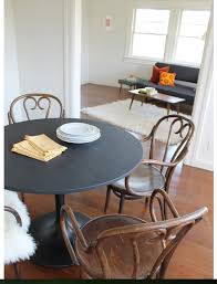 Bentwood Chairs Vintage Mid Century Modern Black Saarinen Tulip Table Houzz Ikea Round Table Ikea Tulip Table Tulip Dining Table