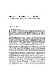 Pdf Managing Cross Cultural Diversity A Challenge For Present And Future Organizations