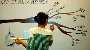 Diy Simple Tree Wall Painting For Any Room Wall Painting Tutorial 2017 How To Paint Tree On Wall Youtube