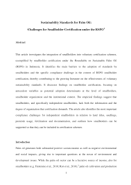 No documentation is required from you. Pdf Sustainability Standards For Palm Oil Challenges For Smallholder Certification Under The Rspo
