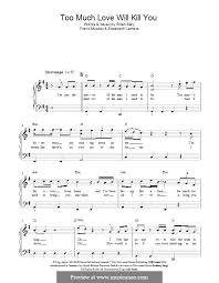 chorus g c too much love will kill you. Too Much Love Will Kill You By B May E Lamers F Musker On Musicaneo