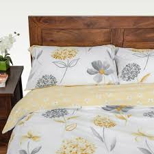 Create a bed you'll love! Lemon White And Grey Floral Duvet Cover Set