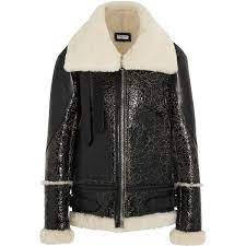 Balenciagale Bombardier Shearling Lined Cracked Glossed Leather Jacket 3 040 Liked On Polyvore Featu Leather Jacket Real Leather Jacket Ysl Leather Jacket