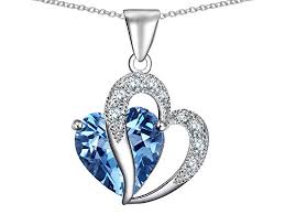 star k heart shape 12mm simulated aquamarine pendant