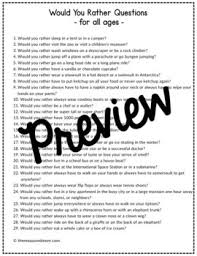 Would You Rather Questions By The Measured Mom Tpt (my dad said he'd give up pizza for a year; would you rather questions