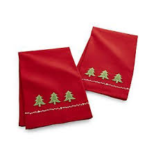 Holiday Tree Dish Towels Set Of 2 Christmas Kitchen Decor Dish Towel Set Crate And Barrel