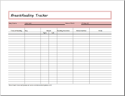 infant breastfeeding tracker template ms excel word