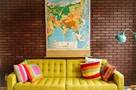 a creative colorful canadian townhouse yellow decor living room retro home decor home decor