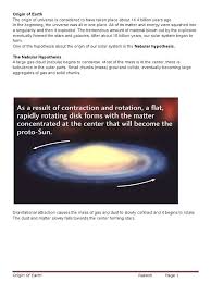 Origin Of Earth Docx Origin Of Earth The Originals Earth