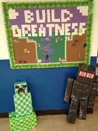 Back To School Or Year Round Classroom Bulletin Board Idea Minecraft Build Greatness Minecraft Classroom Education Poster Minecraft School