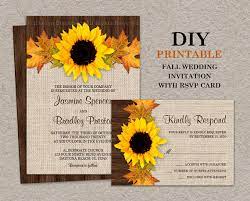 Fall Sunflower Wedding Invitations With Rsvp Cards Diy Printable Fall Leave Fall Wedding Invitations Diy Fun Wedding Invitations Sunflower Wedding Invitations