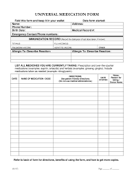 Blank Medication List Form Fill Online Printable