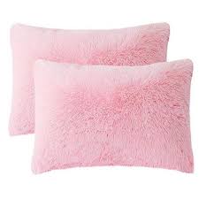 2pcs Velvet Flannel Pillow Shams Solid Color Noinside Filler 2pc Pillow Cases Fluffy Pink Pillow Case Aliexpress
