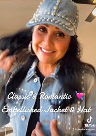 Denim Jacket and Hat Embellished With Pearls