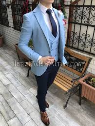 Italyan Stil Erkek Ceket Yelek Pantolon Buz Mavi Kombin Takim Elbise T2311 Mens Fashion Blazer Designer Clothes For Men Designer Suits For Men