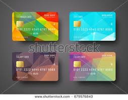 Set Of Templates Of A Credit Debit Bank Card With A Colored Polygonal Abstract Background For Different Leve Debit Card Design Card Banner Credit Card Design