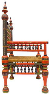 Mid 20th Century Pair Of Wonderfully Decorated Traditional Pakistani Chairs Pakistani Furniture Painted Chair Chair