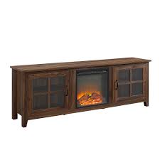 Freestanding electric fireplace tv stand in burnished oak distinctive styling and functionality make distinctive styling and functionality make the wyatt 48 in. Walker Edison Farmhouse Fireplace Wood Tv Stand For Most Tvs Up To 78 Dark Walnut Bb70fpscdw Best Buy