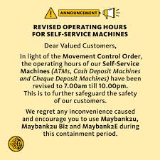 You can use this machine to instantly credit your account without visiting the branch. Maybank Twitterissa Mbbalert Revised Operating Hours For Self Service Machines Dear Valued Customers In Light Of The Movement Control Order The Operating Hours Of Our Self Service Machines Atms Cash Deposit Machines And Cheque