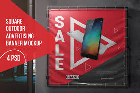 128 inspirational designs, illustrations, and graphic elements from the world's best designers. Square Outdoor Advertising Banner Mockup In Outdoor Advertising Mockups On Yellow Images Creative Store