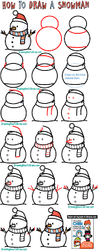 You can use a large lid or a compass to make this. How To Draw A Snowman Kinder Zeichnen Weihnachten Zeichnen Zeichnen Fur Anfanger