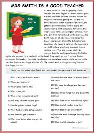 The Present Simple Tense With Mr Cooper And Mrs Smith Engli Reading Comprehension Worksheets Reading Comprehension Lessons Reading Comprehension Kindergarten