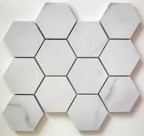 Statuario Hexagon Mix Porcelain Mosaic