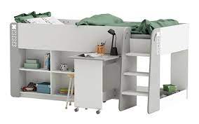 Nous vous proposons des lits mezzanine qui permettent d'aménager par exemple un coin bureau, des rangements ou un coin lecture sous le couchage. Lit Combine Bureau Hampton Blanc Mat Gris Fonce