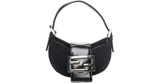 Fendi Synthetic Black Nylon Mini Crescent Hobo Bag Lyst