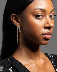 Alexis Bittar Solanales Crystal Chained Spear Earrings In Gold