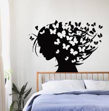Wall Decals Vinyl Decal Sticker Art Murals Decor Girl Butterflies In Hair Kj143 Wall Art Decor Bedroom Bedroom Wall Paint Wall Paint Designs