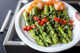 The skin of an eggplant is full of antioxidants, potassium and magnesium. Grilled Asparagus With Italian Salsa Verde Tiger Prawns