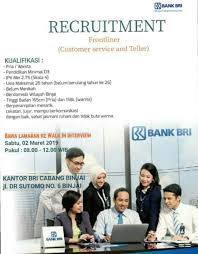 Informasi lowongan kerja pada pagi hari ini berasal dari penerimaan calon pegawai baru di lingkungan bank bca bulan november 2019. Bank Rakyat Indonesia Bri