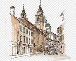 Sketch statue liberty and panorama vector. United Kingdom New York City Sketch Painted British European Architecture Castle City House Brown House Illustration Watercolor Painting Painted Building Png Pngwing