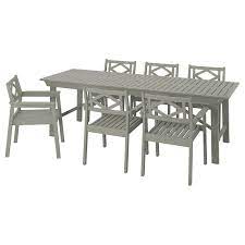 Bondholmen Table 6 Chairs Outdoor Gray Stained Ikea In 2021 Grey Stain Furniture Wooden Outdoor Furniture