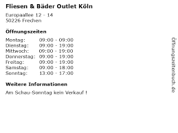 Fb gmbh fliesen und bäder outlet köln geprüfter eintrag á… Offnungszeiten Fliesen Bader Outlet Koln Europaallee 12 14 In Frechen