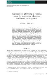 Pdf Replacement Planning A Starting Point For Succession