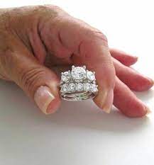 Wedding Set 2 9 Ct Diamond 14k White Gold Three Stone Bridal Engagement Ring Set Diamond Bridal Ring Sets Three Stone Engagement Rings Wedding Ring Sets