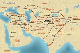 The Great Silk Road Map Map Of Ancient Silk Road With Modern Cities And Countries Silk Road Map Silk Road Silk Route