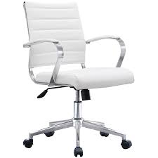 This rolling swivel chair has fully adjustable lift height with exceptional lumbar support, and features luxurious top grain upholstery in vintage white with decorative vertical stitching, all beautifully. White Office Chair Ribbed Modern Ergonomic Mid Back Pu Leather With Cushion Seat Task Swivel Tilt Arms Conference Room Chairs Manager Executive Boss Walmart Com Walmart Com
