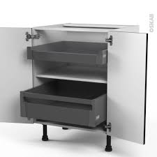 meuble de cuisine bas ginko noir 2 portes 2 tiroirs a l anglaise l60 x h70 x p58 cm oskab oskab tiroir meuble bas