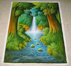 Cara menggambar pemandangan rumah dan air terjun. Lukisan Air Terjun Yang Mudah Ditiru Cikimm Com