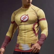 Kid Flash Long Sleeve Dry Fit Compression Shirt Gym Super Heroes Compression Shirt Flash Shirt Long Sleeve Tshirt Men