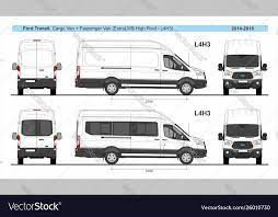 Ford Transit Cargo Delivery Van L4h3 And Passenger Van L4h3 2014 Present Detailed Template For Design And Production O Ford Transit Lifted Ford Trucks Car Ford