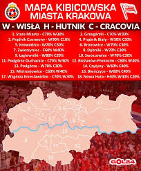 Kraków) is nei warsjau de grutste stêd fan poalen; 198 Derby Krakowa Gdzie Kibicuja Wisle A Gdzie Cracovii Mapa Gol24