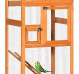 65" Wooden Outdoor Bird Aviary - Flight Cage With Wheels For  Finches/Canaries