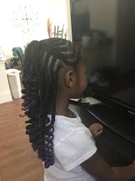 Black And Purple Knotless Braids Black Purple Ombre Braids Girls Braided Hairstyles Kids Kids Braided Hairstyles Kids Hairstyles